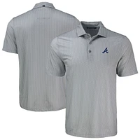 Men's Cutter & Buck Gray Atlanta Braves Big Tall Pike Eco Shadow Check Print Polo