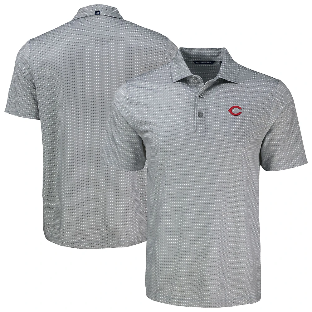 Men's Cutter & Buck Cincinnati Reds Big Tall Pike Eco Shadow Check Print Polo