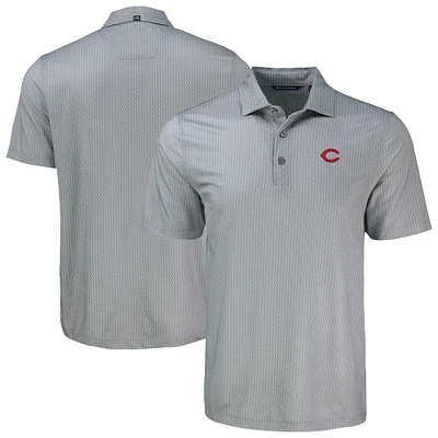 Men's Cutter & Buck Cincinnati Reds Big Tall Pike Eco Shadow Check Print Polo