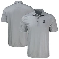 Men's Cutter & Buck Gray Los Angeles Angels Big Tall Pike Eco Shadow Check Print Polo