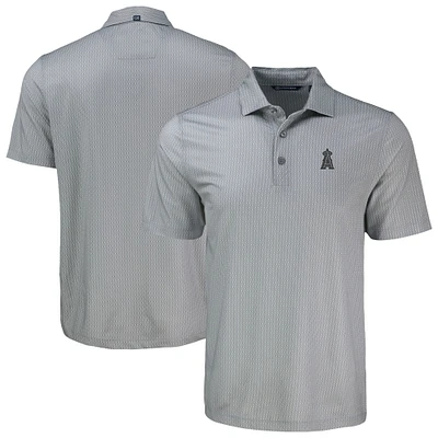 Men's Cutter & Buck Gray Los Angeles Angels Big Tall Pike Eco Shadow Check Print Polo