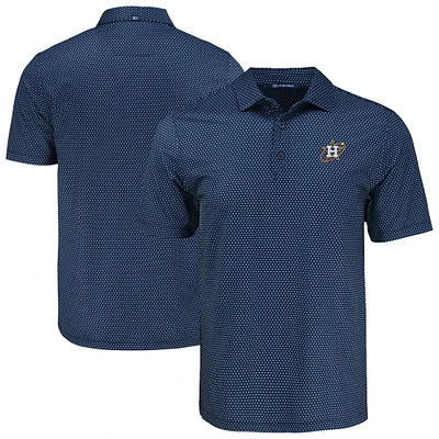 Men's Cutter & Buck Navy Houston Astros Big Tall Pike Eco Shadow Check Print Polo