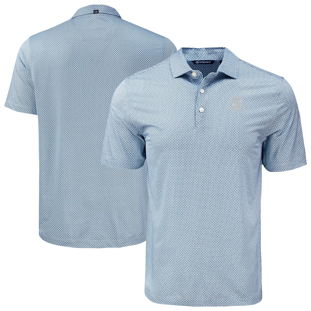 Men's Cutter & Buck Navy Detroit Tigers Big Tall Pike Eco Diamond Dot Print Polo