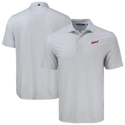 Men's Cutter & Buck Gray Detroit Tigers Big Tall Pike Eco Diamond Dot Print Polo