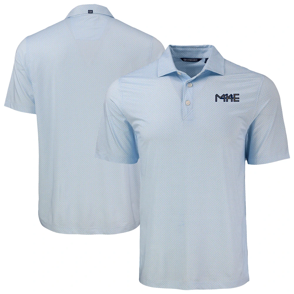 Men's Cutter & Buck Light Blue Milwaukee Brewers Big Tall Pike Eco Diamond Dot Print Polo