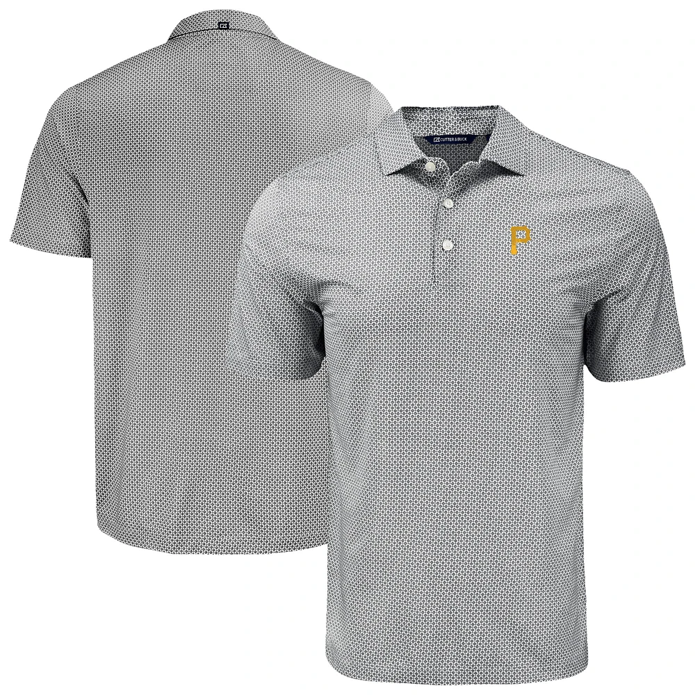 Men's Cutter & Buck Black Pittsburgh Pirates Big Tall Pike Eco Diamond Dot Print Polo
