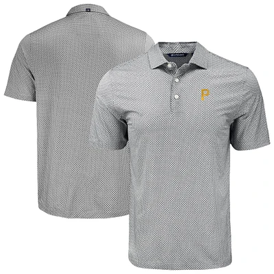 Men's Cutter & Buck Black Pittsburgh Pirates Big Tall Pike Eco Diamond Dot Print Polo