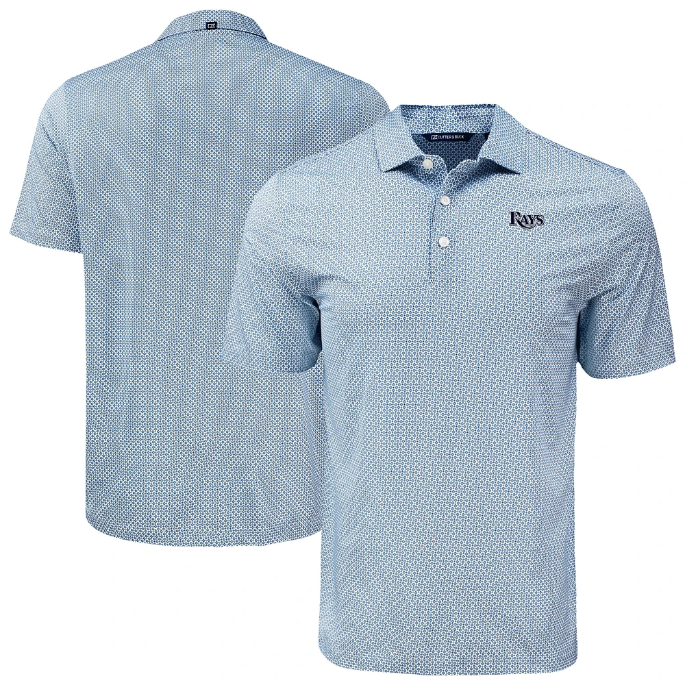 Men's Cutter & Buck Navy Tampa Bay Rays Big Tall Pike Eco Diamond Dot Print Polo