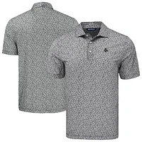 Men's Cutter & Buck Black Boston Red Sox Big Tall  Pike Eco Flora Print Recycled Polo
