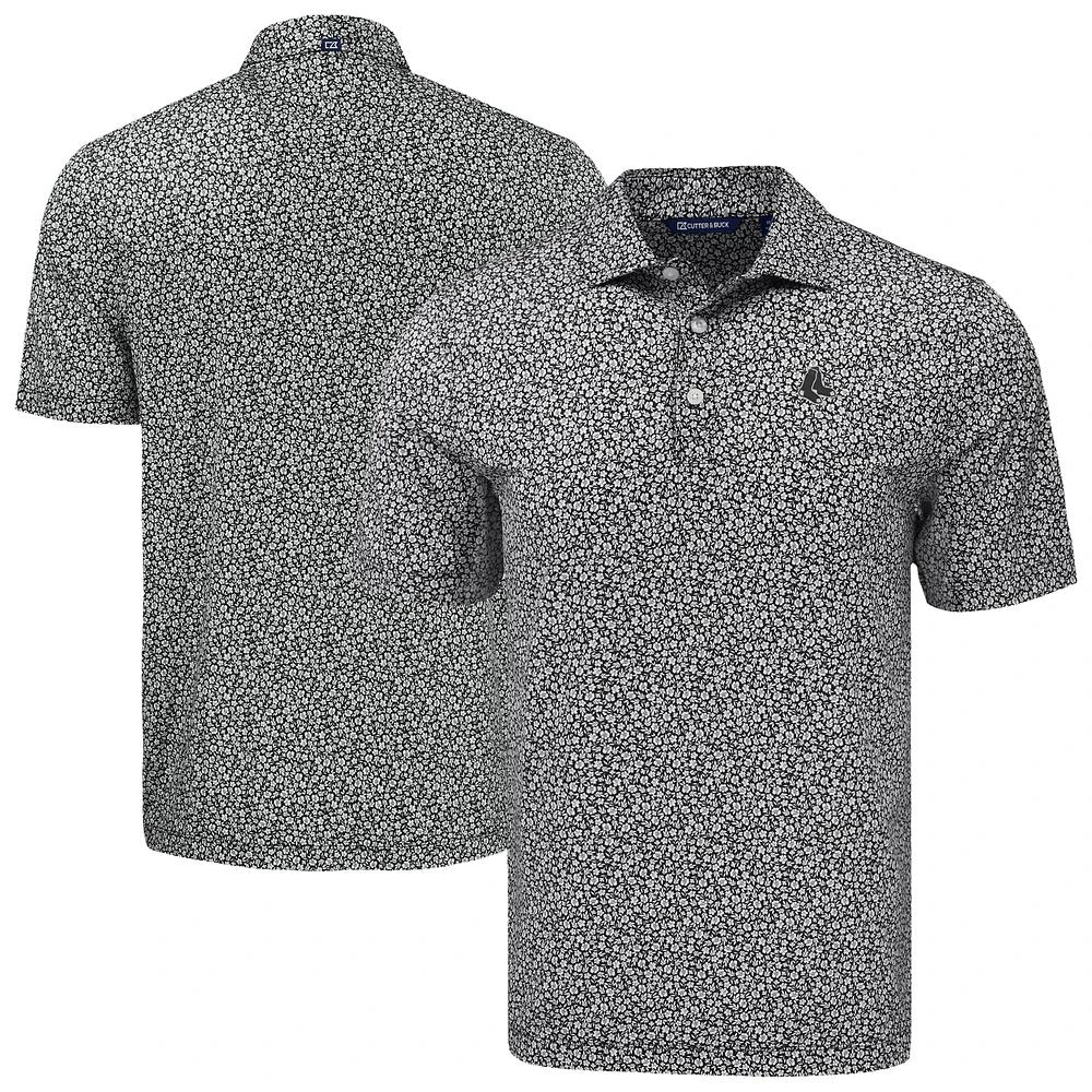 Men's Cutter & Buck Black Boston Red Sox Big Tall Pike Eco Flora Print Recycled Polo