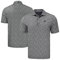 Men's Cutter & Buck Black Boston Red Sox Big Tall  Pike Eco Flora Print Recycled Polo