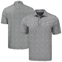 Men's Cutter & Buck Black Cleveland Guardians Big Tall Pike Eco Flora Print Recycled Polo