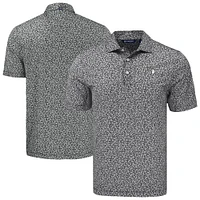 Men's Cutter & Buck Black Cleveland Guardians Big Tall Pike Eco Flora Print Recycled Polo