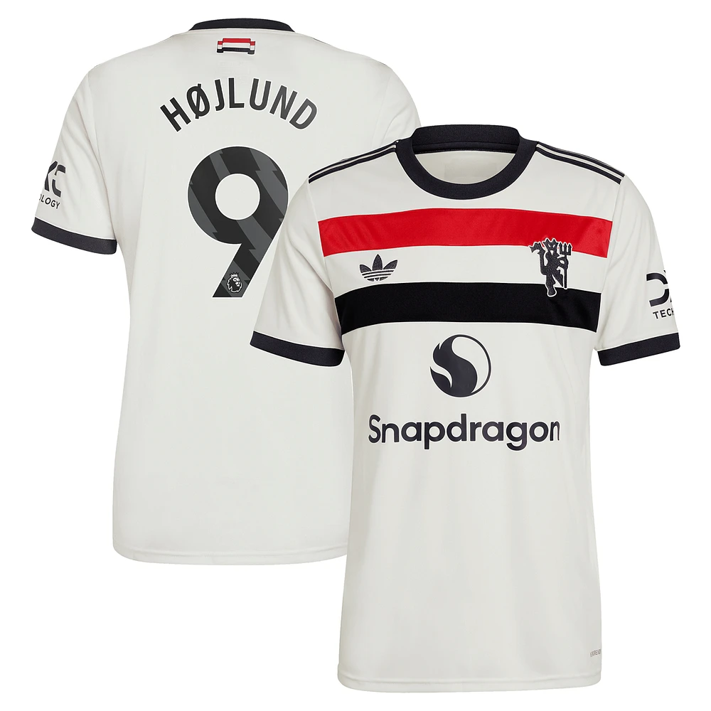 Men's adidas Originals Rasmus Højlund Cream Manchester United 2024/25 Third Replica Jersey