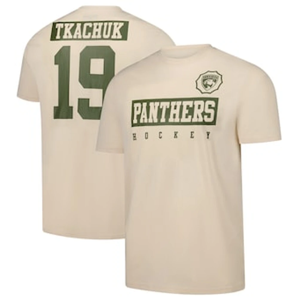 Men's Levelwear Matthew Tkachuk Khaki Florida Panthers 2024 NHL Military Appreciation Richmond Delta Player Name & Number T-Shirt