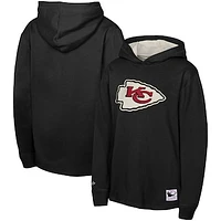 Youth Mitchell & Ness Black Kansas City Chiefs Lightweight Thermal Long Sleeve Hoodie T-Shirt