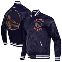 Men's Pro Standard Navy Golden State Warriors 2024/25 City Edition Chenille Satin Full-Snap Jacket