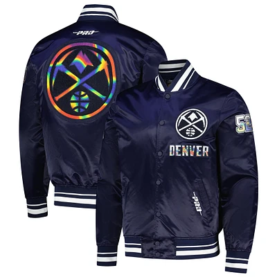 Men's Pro Standard Navy Denver Nuggets 2024/25 City Edition Chenille Satin Full-Snap Jacket