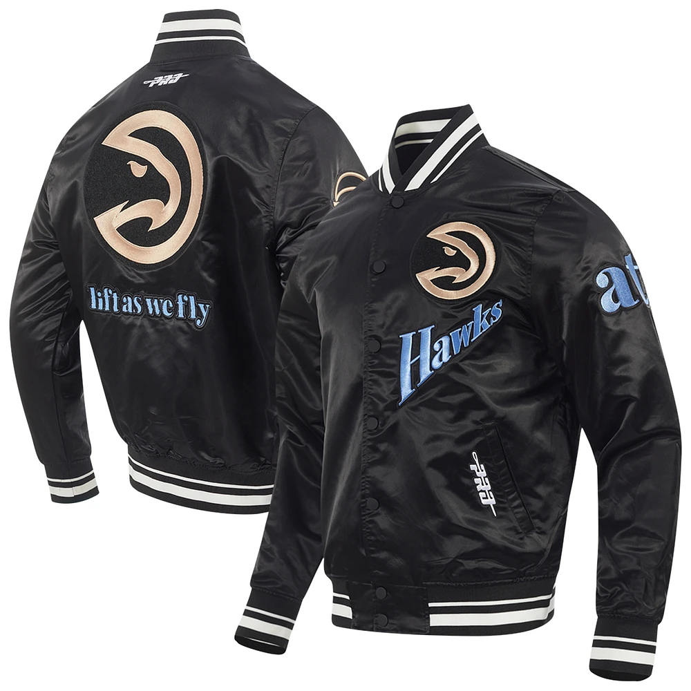 Men's Pro Standard Black Atlanta Hawks 2024/25 City Edition Satin Full-Snap Jacket