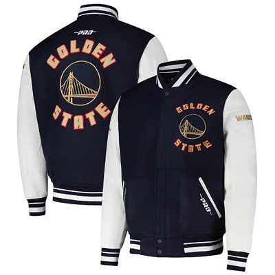 Men's Pro Standard  Navy Golden State Warriors 2024/25 City Edition Wool Varsity Full-Zip Jacket