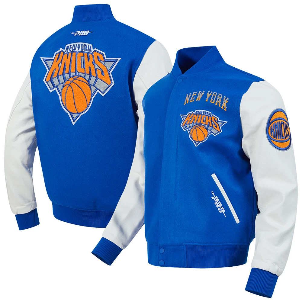 Men's Pro Standard Blue New York Knicks 2024/25 City Edition Wool Varsity Full-Zip Jacket