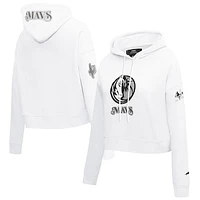 Women's Pro Standard White Dallas Mavericks 2024/25 City Edition Chenille Applique Cropped Pullover Hoodie