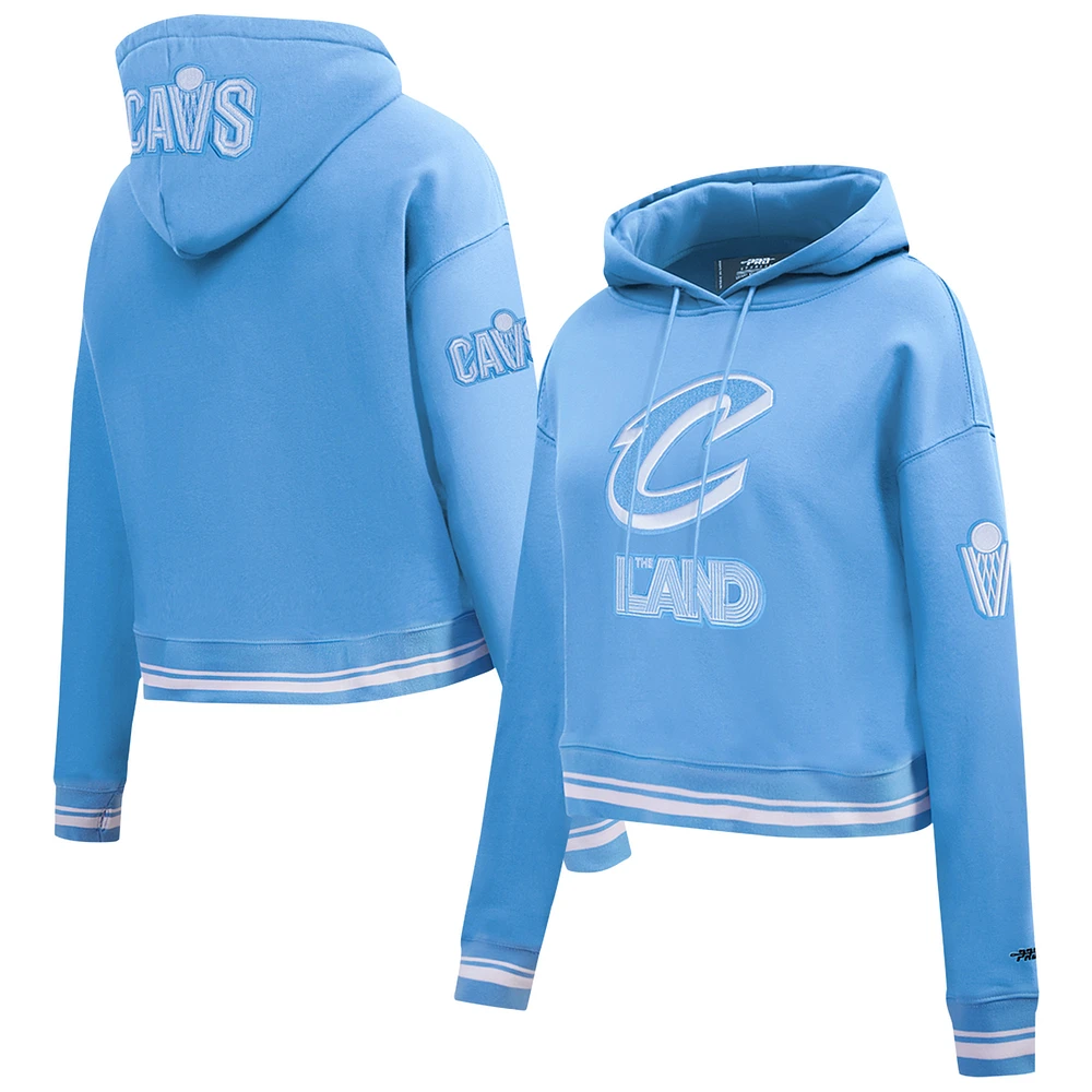 Women's Pro Standard  Light Blue Cleveland Cavaliers 2024/25 City Edition Chenille Applique Cropped Pullover Hoodie