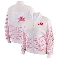 Women's WEAR by Erin Andrews Tan Super Bowl LIX Team Print Track Jacket