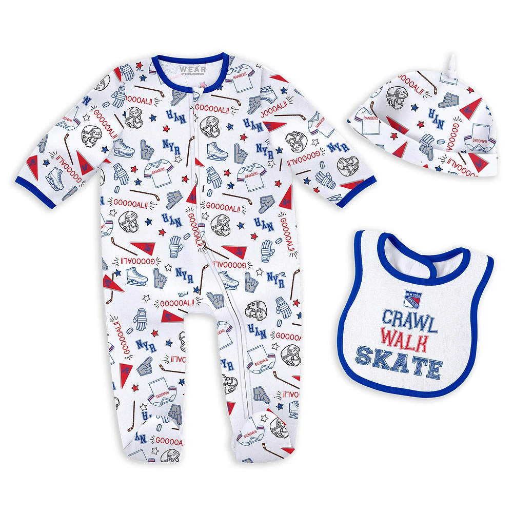 Newborn & Infant WEAR by Erin Andrews New York Rangers Sleep and Play Sleeper Set with Bib