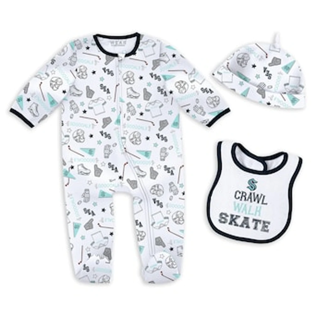 Newborn & Infant WEAR by Erin Andrews Seattle Kraken Sleep and Play Sleeper Set with Bib