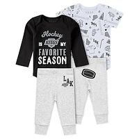 Newborn & Infant WEAR by Erin Andrews Los Angeles Kings Turn Me Around Bodysuits Pants 3-Piece Set