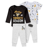 Newborn & Infant WEAR by Erin Andrews Pittsburgh Penguins Turn Me Around Bodysuits Pants 3-Piece Set