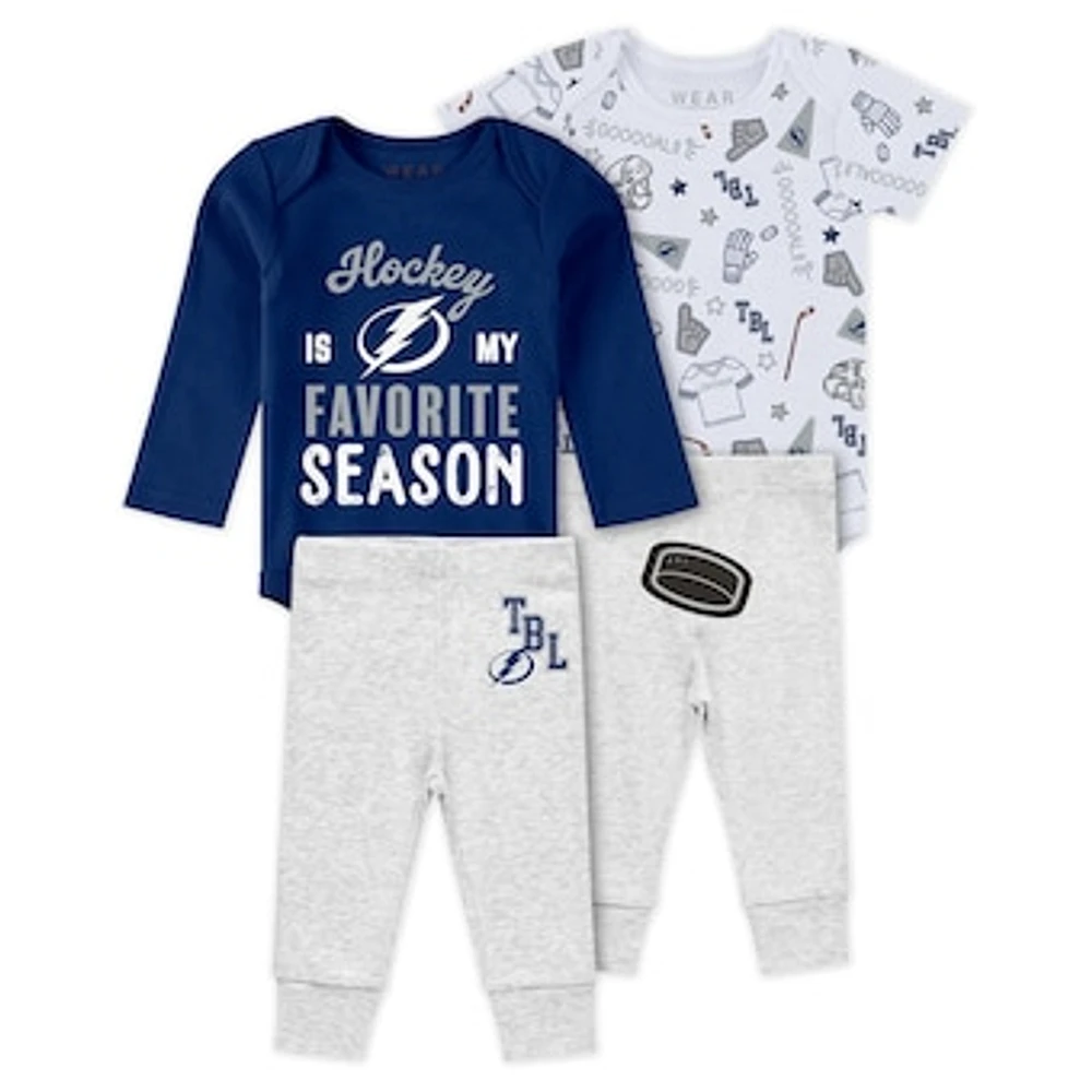 Newborn & Infant WEAR by Erin Andrews Tampa Bay Lightning Turn Me Around Bodysuits Pants 3-Piece Set