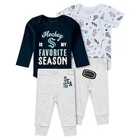 Newborn & Infant WEAR by Erin Andrews Seattle Kraken Turn Me Around Bodysuits Pants 3-Piece Set