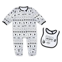 Newborn WEAR by Erin Andrews Los Angeles Kings Allover Print Full-Zip Sleeper & Bib Christmas Set