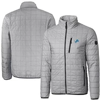 Men's Cutter & Buck Gray Detroit Lions Rainier PrimaLoft Eco Insulated Full-Zip Puffer Jacket