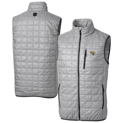 Men's Cutter & Buck Gray Jacksonville Jaguars Rainier PrimaLoft Eco Insulated Full-Zip Puffer Vest
