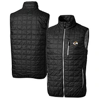 Men's Cutter & Buck Black Los Angeles Rams Rainier PrimaLoft Eco Insulated Full-Zip Puffer Vest