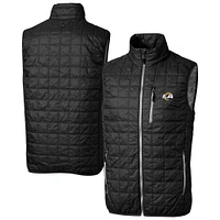 Men's Cutter & Buck Black Los Angeles Rams Rainier PrimaLoft Eco Insulated Full-Zip Puffer Vest