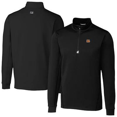 Men's Cutter & Buck  Black Cincinnati Bengals Traverse Stretch Quarter-Zip Top