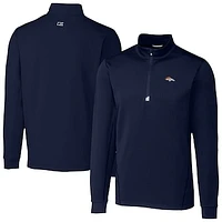 Men's Cutter & Buck  Navy Denver Broncos Traverse Stretch Quarter-Zip Top