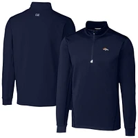 Men's Cutter & Buck  Navy Denver Broncos Traverse Stretch Quarter-Zip Top