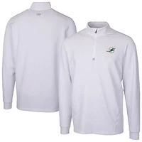 Men's Cutter & Buck  White Miami Dolphins Traverse Stretch Quarter-Zip Top