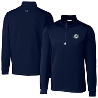 Men's Cutter & Buck  Navy Miami Dolphins Traverse Stretch Quarter-Zip Top