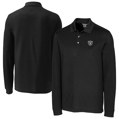 Men's Cutter & Buck Black Las Vegas Raiders Advantage Eco Pique DryTec Tri-Blend Polo