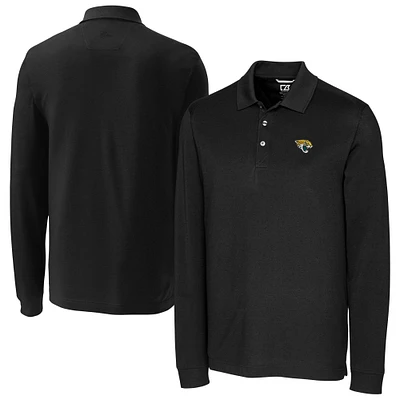 Men's Cutter & Buck Black Jacksonville Jaguars Advantage Eco Pique DryTec Tri-Blend Polo