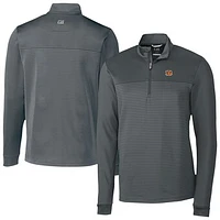 Men's Cutter & Buck Cincinnati Bengals Traverse Stripe Stretch DryTec Quarter-Zip Top