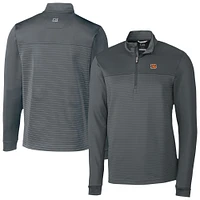 Men's Cutter & Buck Cincinnati Bengals Traverse Stripe Stretch DryTec Quarter-Zip Top
