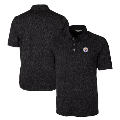 Men's Cutter & Buck Black Pittsburgh Steelers Big Tall Advantage Tri-Blend Space Dye Polo