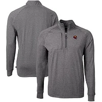 Men's Cutter & Buck Heather Black Washington Commanders Big Tall Adapt Eco Raglan Quarter-Zip Jacket